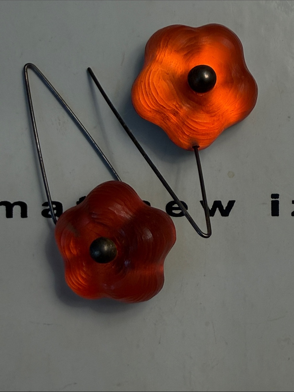 Alexis Bittar Handcarved Orange Floral Drop Earrings